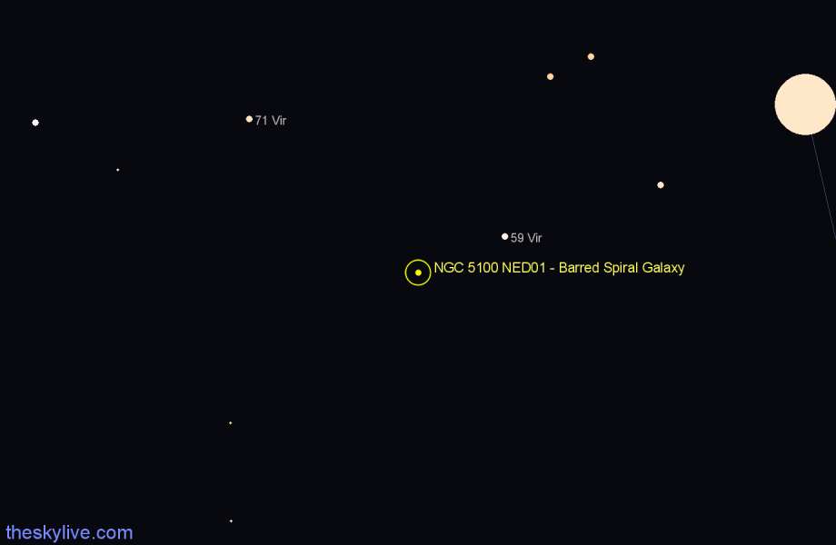 Finder chart NGC 5100 NED01 - Barred Spiral Galaxy in Virgo star