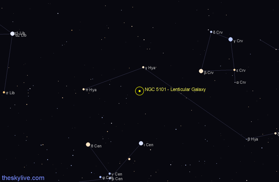 Finder chart NGC 5101 - Lenticular Galaxy in Hydra star