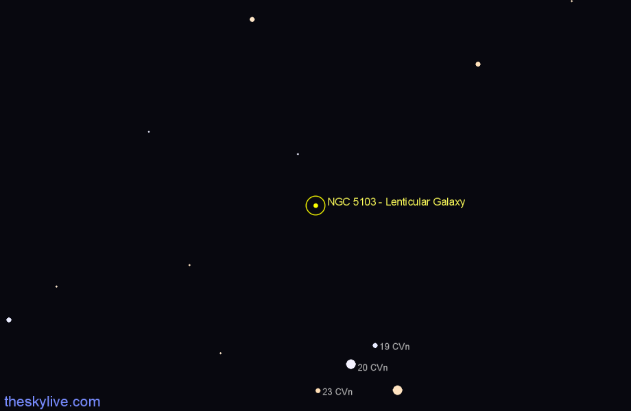 Finder chart NGC 5103 - Lenticular Galaxy in Canes Venatici star