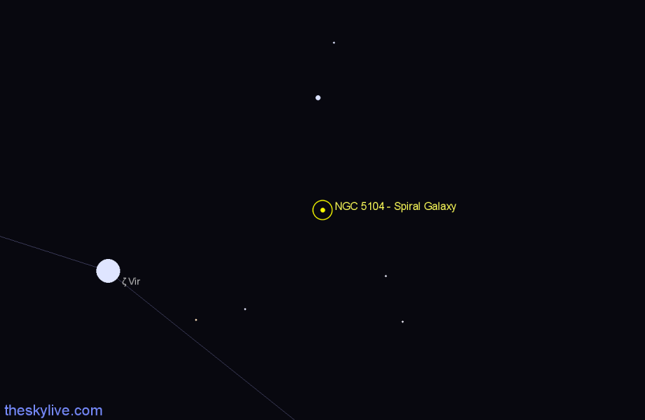 Finder chart NGC 5104 - Spiral Galaxy in Virgo star