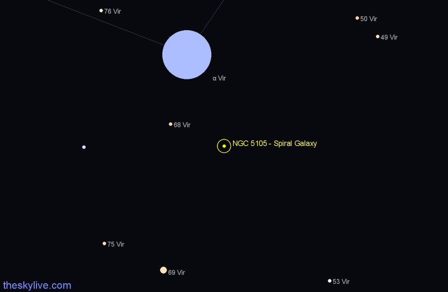 Finder chart NGC 5105 - Spiral Galaxy in Virgo star