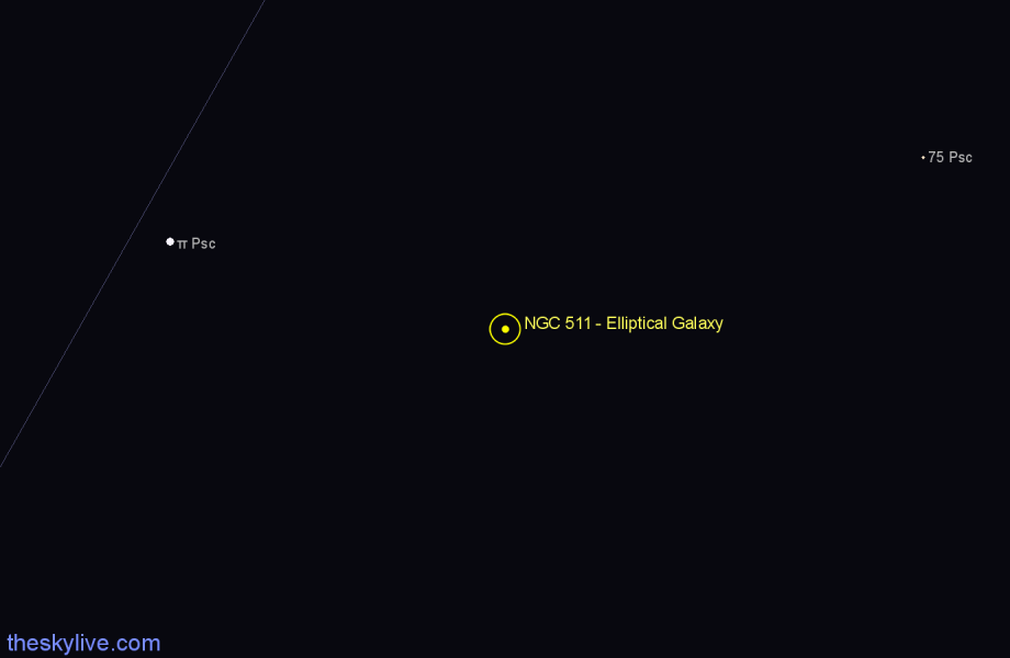 Finder chart NGC 511 - Elliptical Galaxy in Pisces star