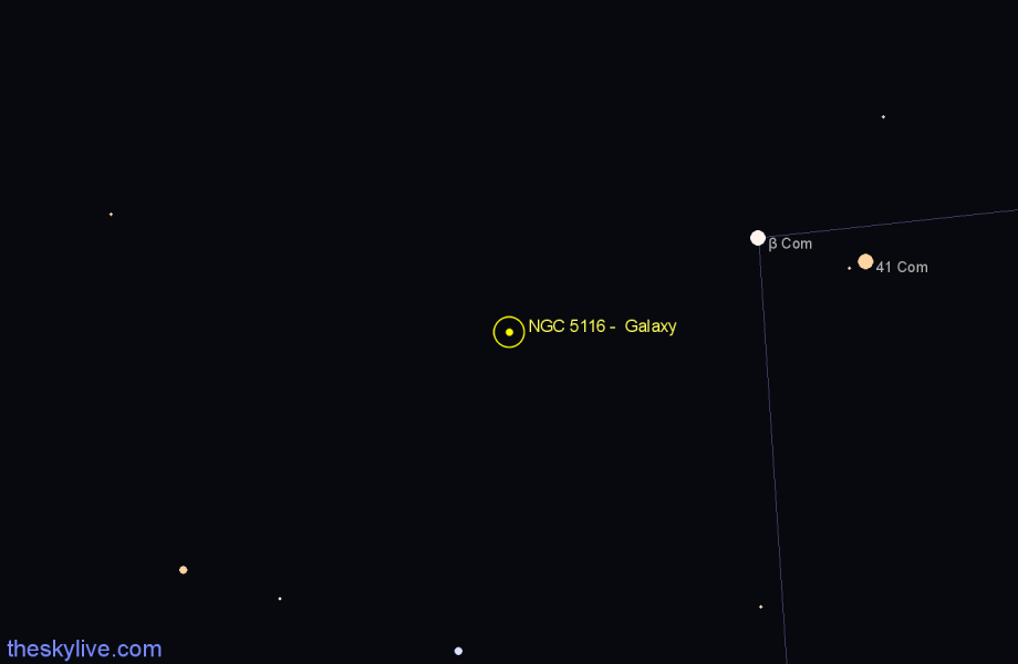 Finder chart NGC 5116 -  Galaxy in Coma Berenices star