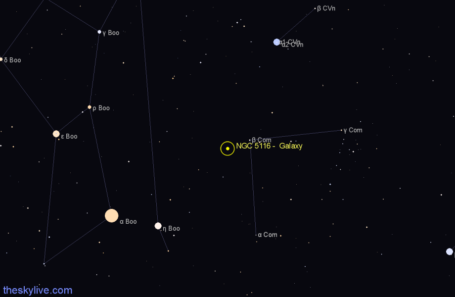 Finder chart NGC 5116 -  Galaxy in Coma Berenices star