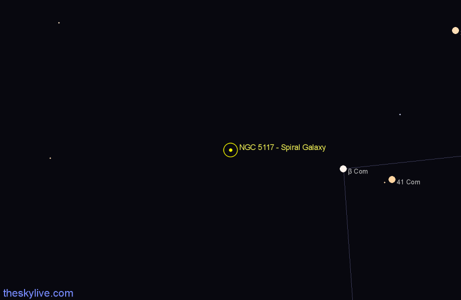 Finder chart NGC 5117 - Spiral Galaxy in Canes Venatici star