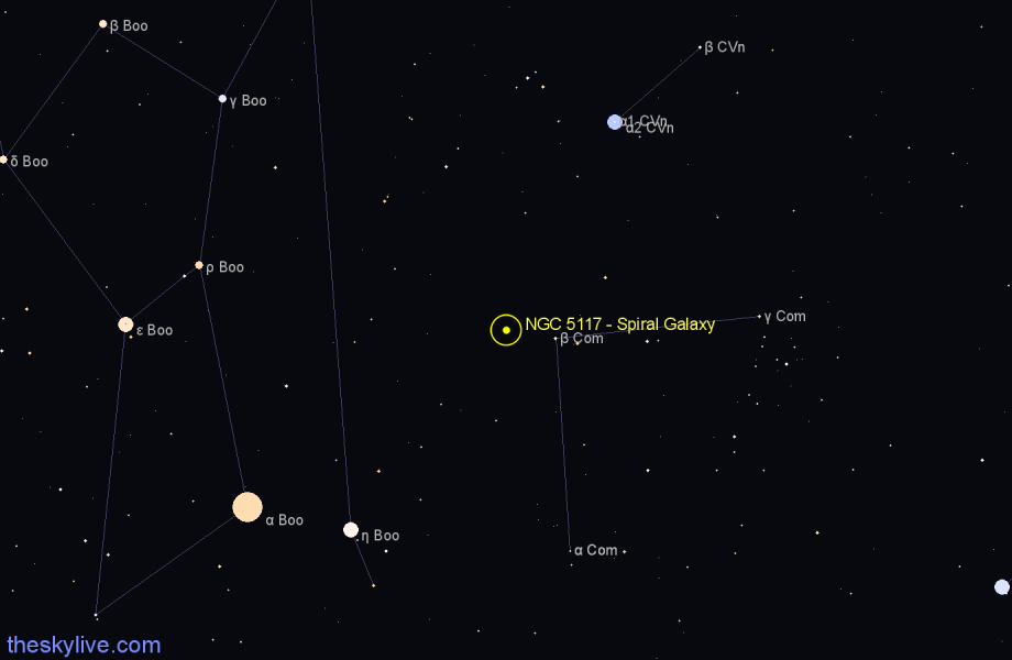 Finder chart NGC 5117 - Spiral Galaxy in Canes Venatici star
