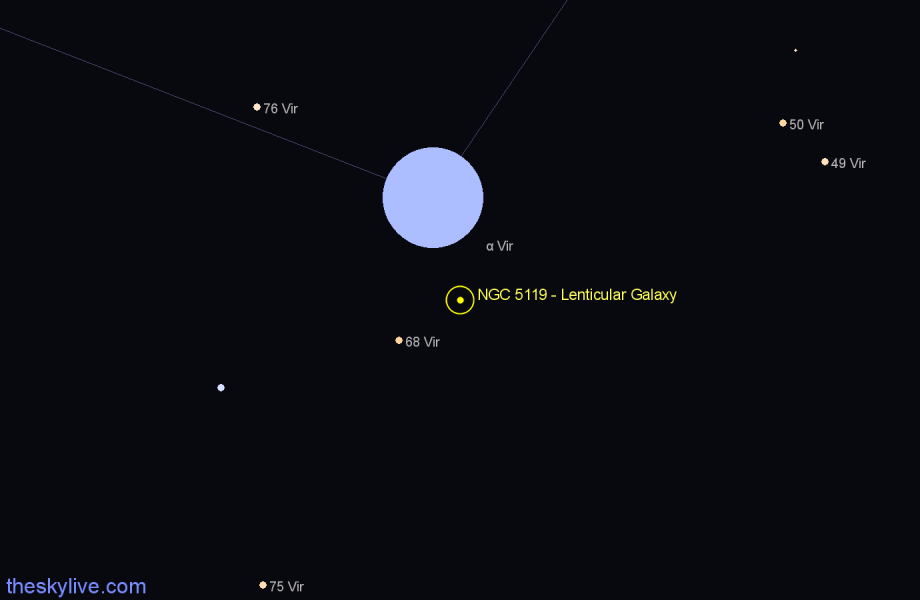 Finder chart NGC 5119 - Lenticular Galaxy in Virgo star