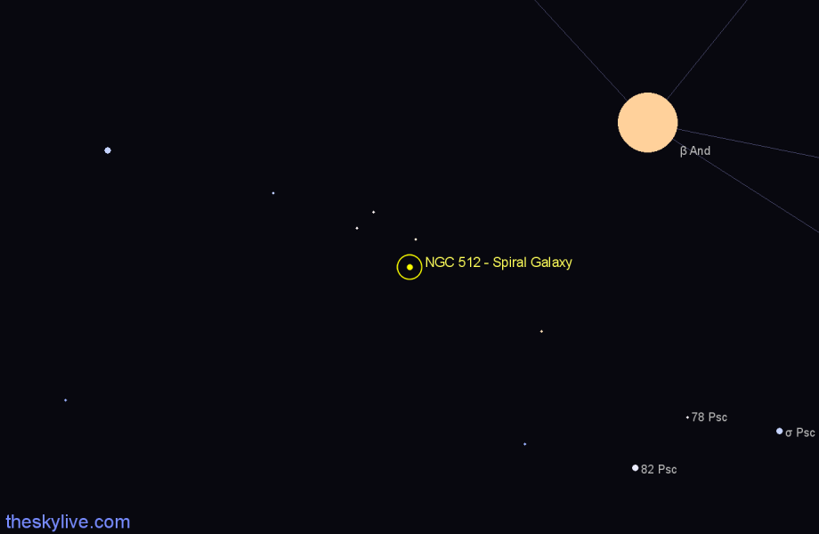 Finder chart NGC 512 - Spiral Galaxy in Andromeda star