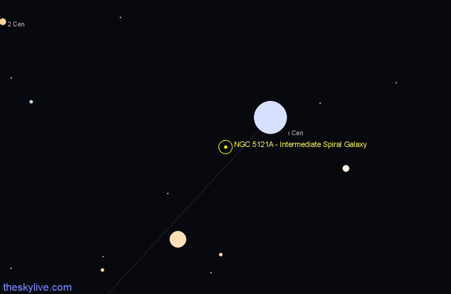 Finder chart NGC 5121A - Intermediate Spiral Galaxy in Centaurus star