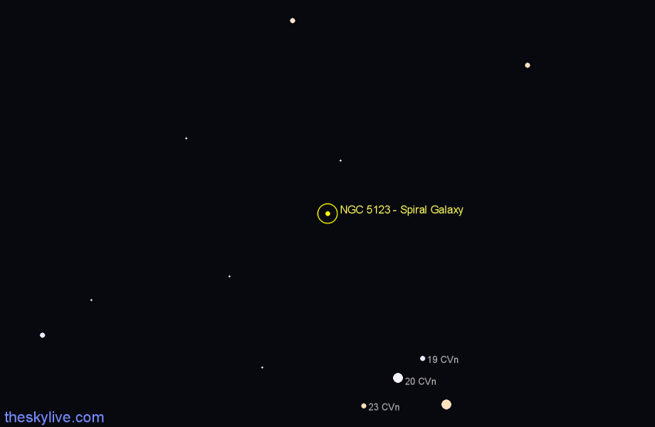 Finder chart NGC 5123 - Spiral Galaxy in Canes Venatici star