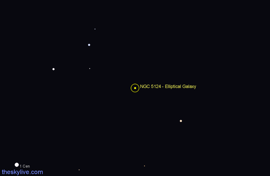 Finder chart NGC 5124 - Elliptical Galaxy in Centaurus star