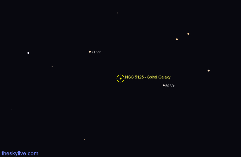 Finder chart NGC 5125 - Spiral Galaxy in Virgo star