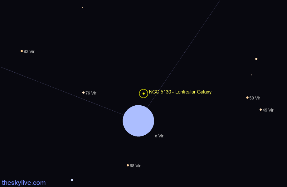 Finder chart NGC 5130 - Lenticular Galaxy in Virgo star