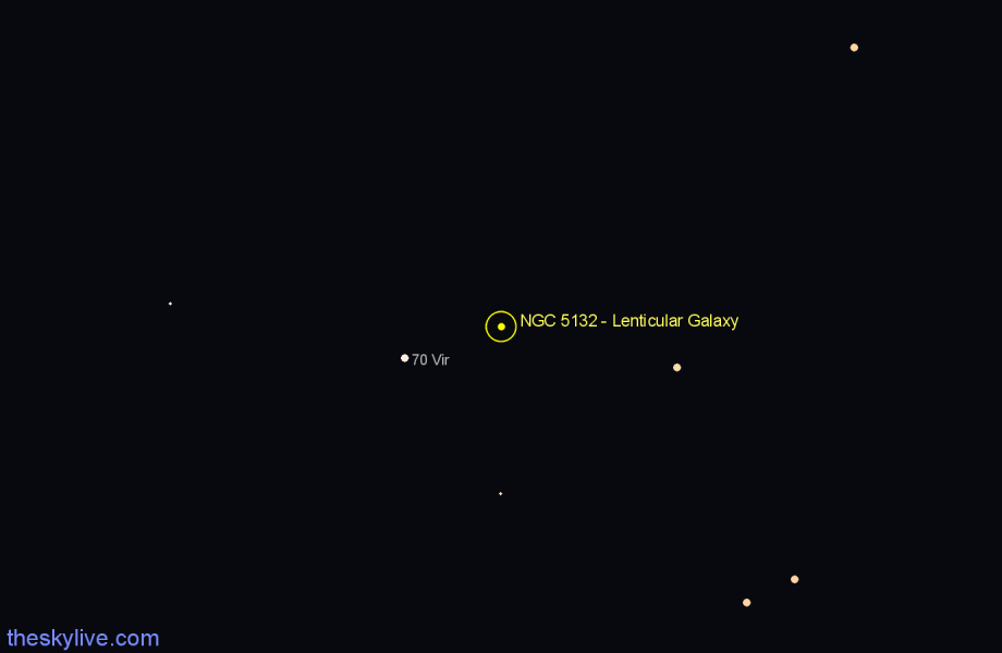 Finder chart NGC 5132 - Lenticular Galaxy in Virgo star