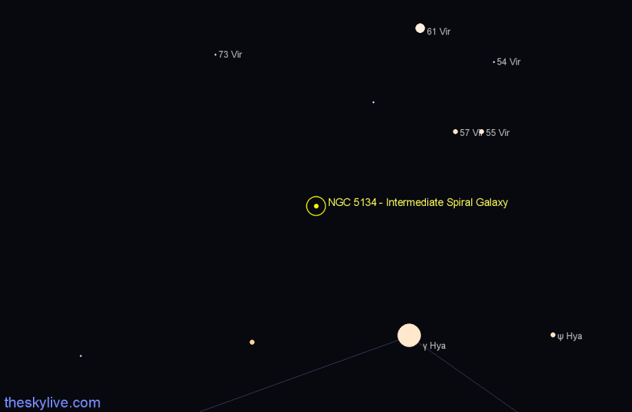 Finder chart NGC 5134 - Intermediate Spiral Galaxy in Virgo star