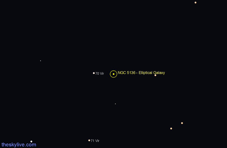 Finder chart NGC 5136 - Elliptical Galaxy in Virgo star