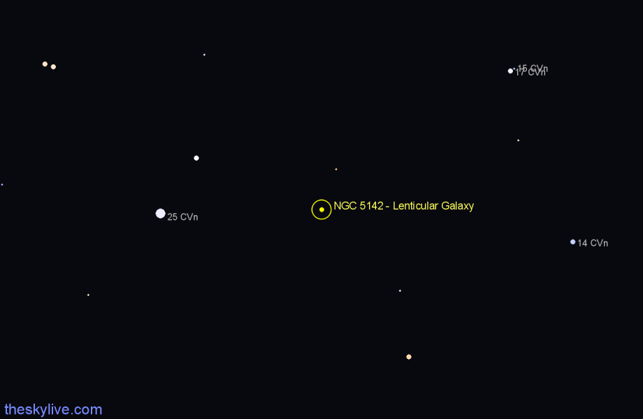 Finder chart NGC 5142 - Lenticular Galaxy in Canes Venatici star