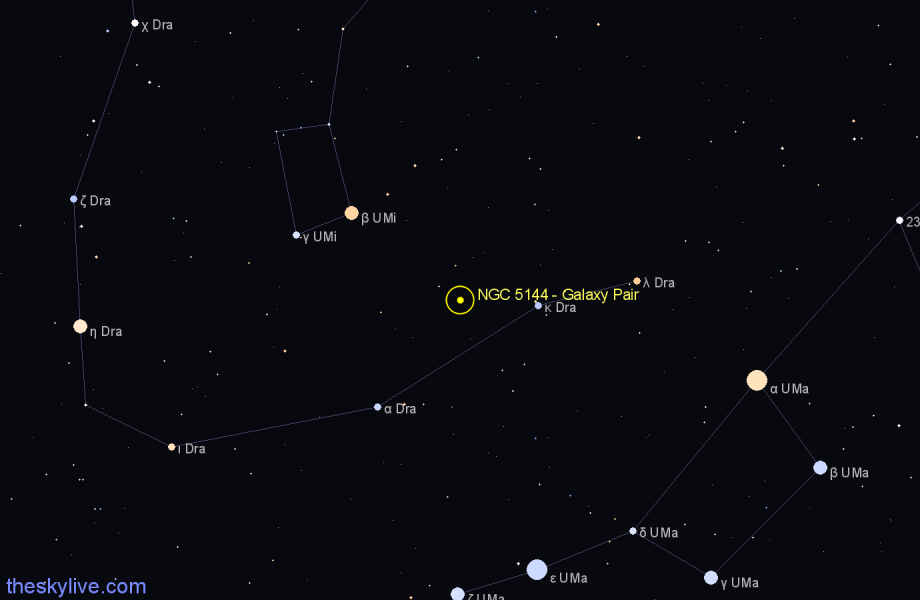 Finder chart NGC 5144 - Galaxy Pair in Ursa Minor star