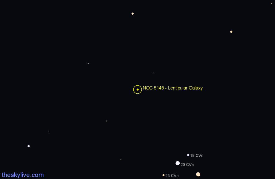 Finder chart NGC 5145 - Lenticular Galaxy in Canes Venatici star