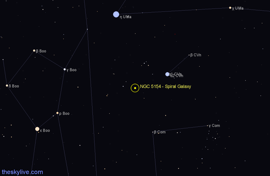 Finder chart NGC 5154 - Spiral Galaxy in Canes Venatici star