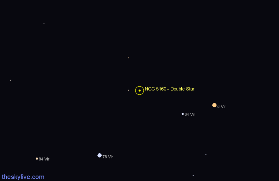 Finder chart NGC 5160 - Double Star in Virgo star