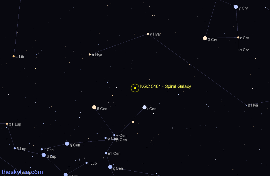 Finder chart NGC 5161 - Spiral Galaxy in Centaurus star