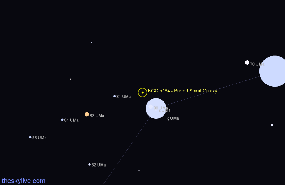 Finder chart NGC 5164 - Barred Spiral Galaxy in Ursa Major star