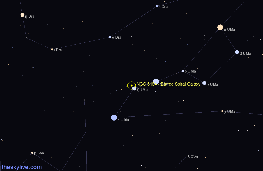 Finder chart NGC 5164 - Barred Spiral Galaxy in Ursa Major star