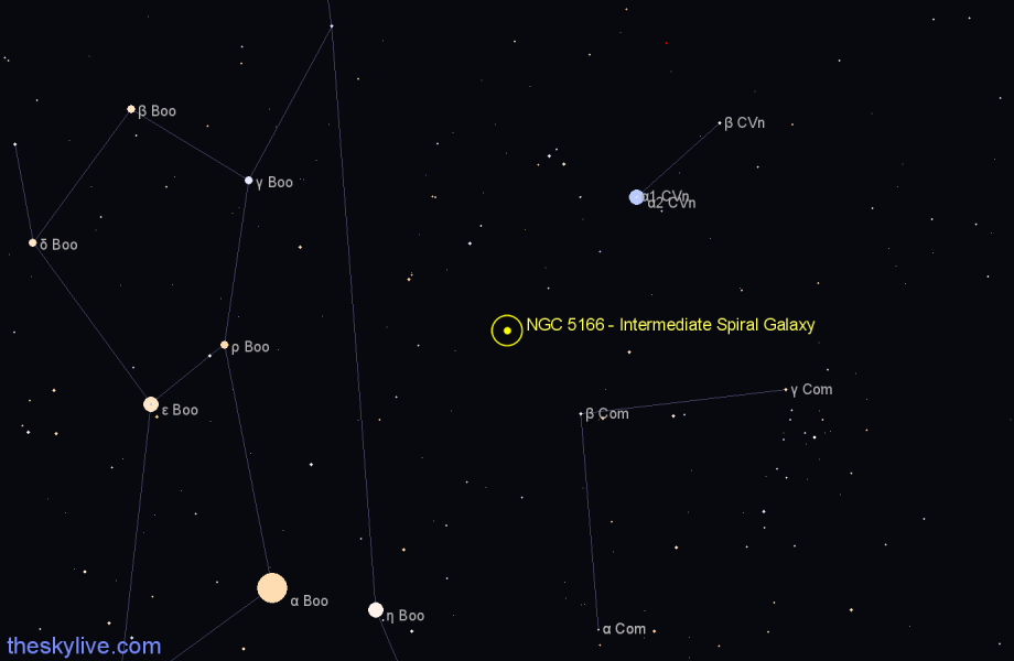 Finder chart NGC 5166 - Intermediate Spiral Galaxy in Canes Venatici star