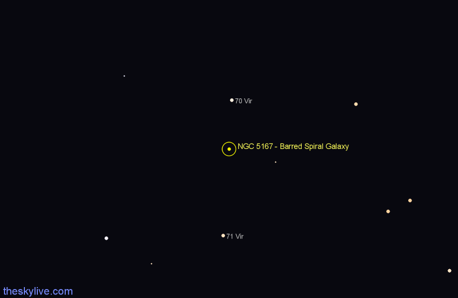 Finder chart NGC 5167 - Barred Spiral Galaxy in Virgo star