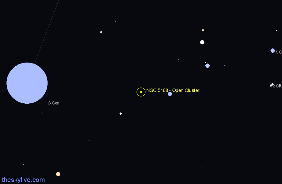 Finder chart NGC 5168 - Open Cluster in Centaurus star