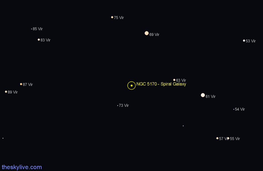 Finder chart NGC 5170 - Spiral Galaxy in Virgo star