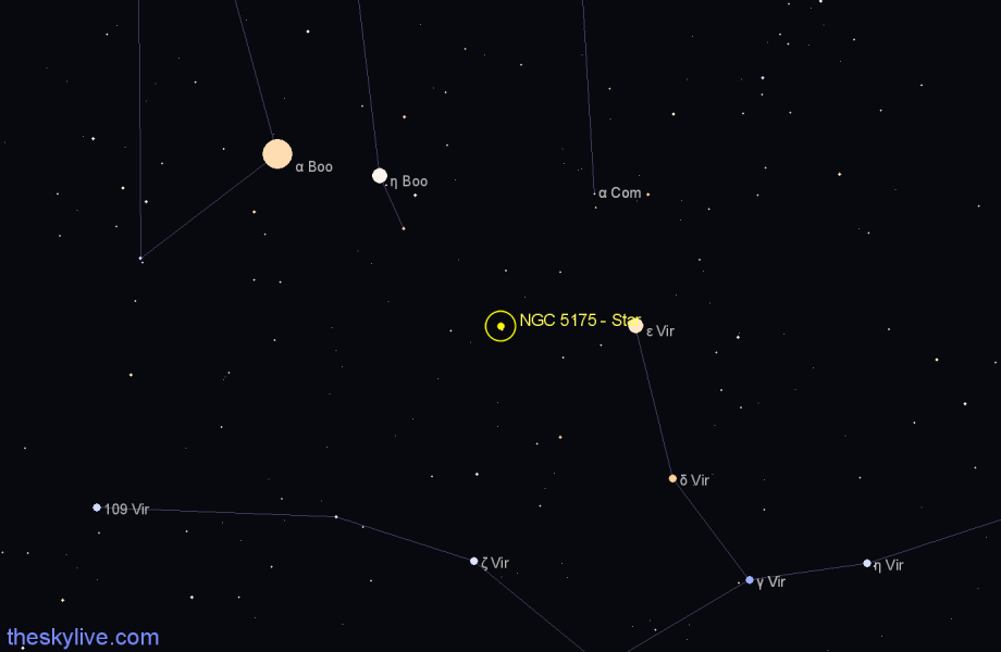 Finder chart NGC 5175 - Star in Virgo star