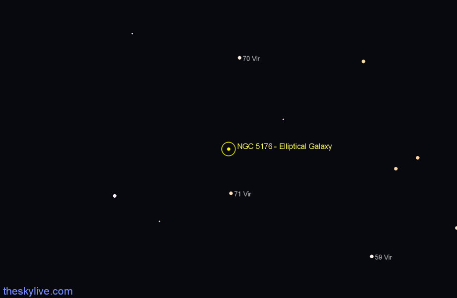 Finder chart NGC 5176 - Elliptical Galaxy in Virgo star