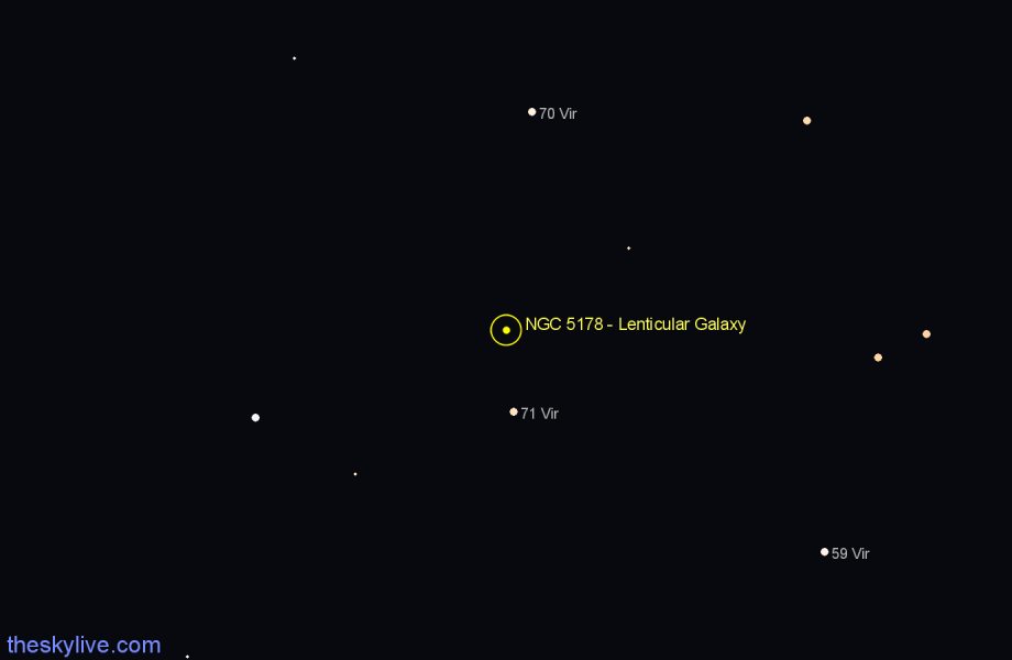 Finder chart NGC 5178 - Lenticular Galaxy in Virgo star