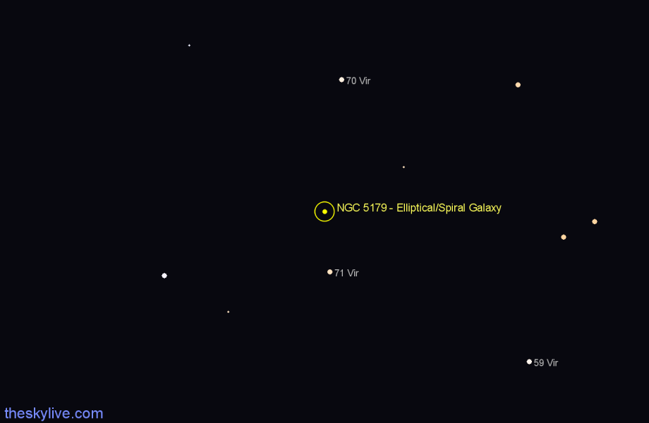 Finder chart NGC 5179 - Elliptical/Spiral Galaxy in Virgo star