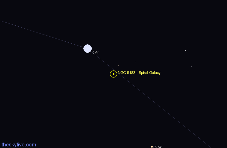 Finder chart NGC 5183 - Spiral Galaxy in Virgo star