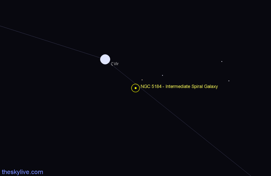 Finder chart NGC 5184 - Intermediate Spiral Galaxy in Virgo star