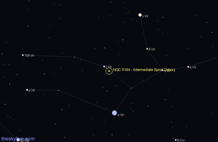 Finder chart NGC 5184 - Intermediate Spiral Galaxy in Virgo star