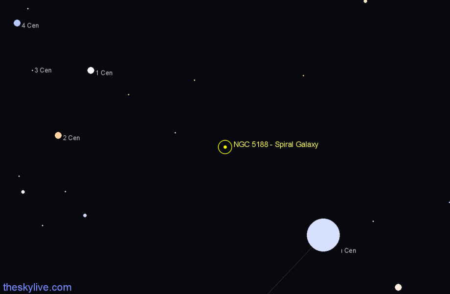 Finder chart NGC 5188 - Spiral Galaxy in Centaurus star