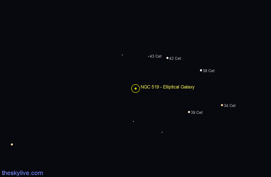 Finder chart NGC 519 - Elliptical Galaxy in Cetus star