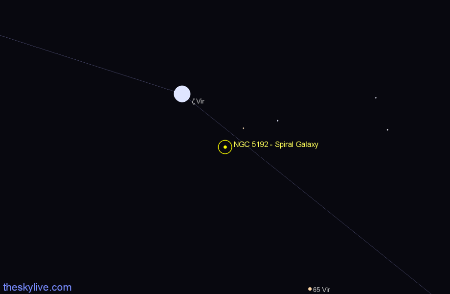 Finder chart NGC 5192 - Spiral Galaxy in Virgo star