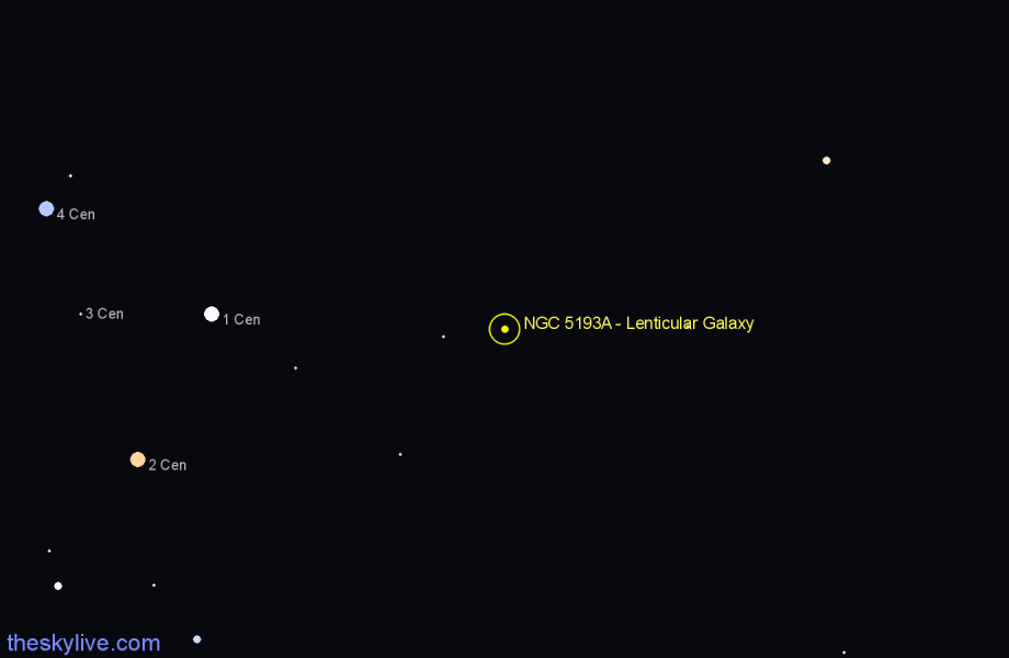 Finder chart NGC 5193A - Lenticular Galaxy in Centaurus star
