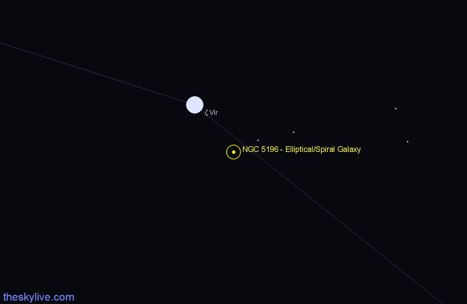 Finder chart NGC 5196 - Elliptical/Spiral Galaxy in Virgo star