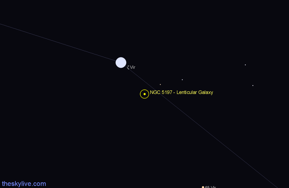 Finder chart NGC 5197 - Lenticular Galaxy in Virgo star