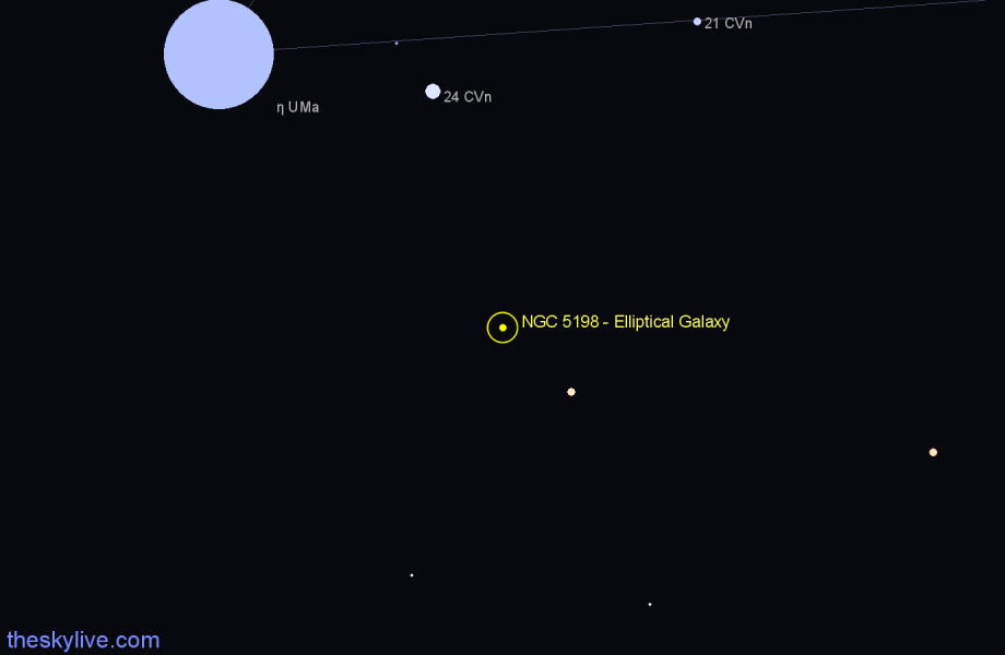 Finder chart NGC 5198 - Elliptical Galaxy in Canes Venatici star