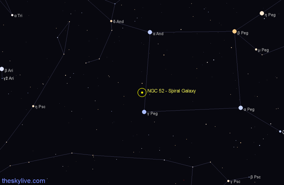 Finder chart NGC 52 - Spiral Galaxy in Pisces star