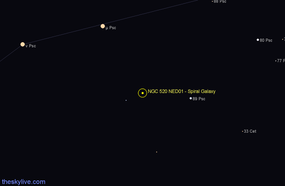 Finder chart NGC 520 NED01 - Spiral Galaxy in Pisces star