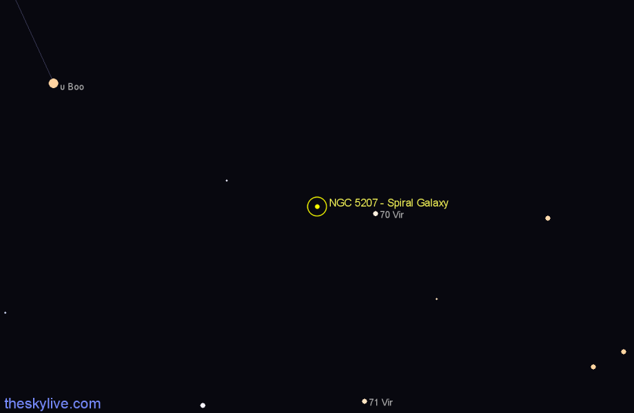 Finder chart NGC 5207 - Spiral Galaxy in Virgo star
