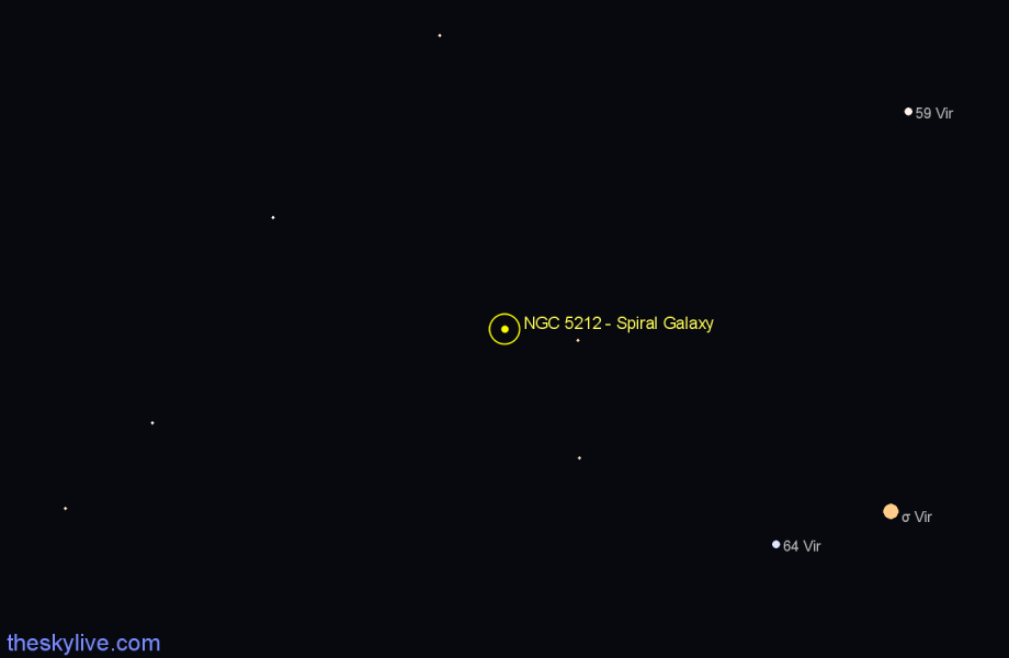 Finder chart NGC 5212 - Spiral Galaxy in Virgo star